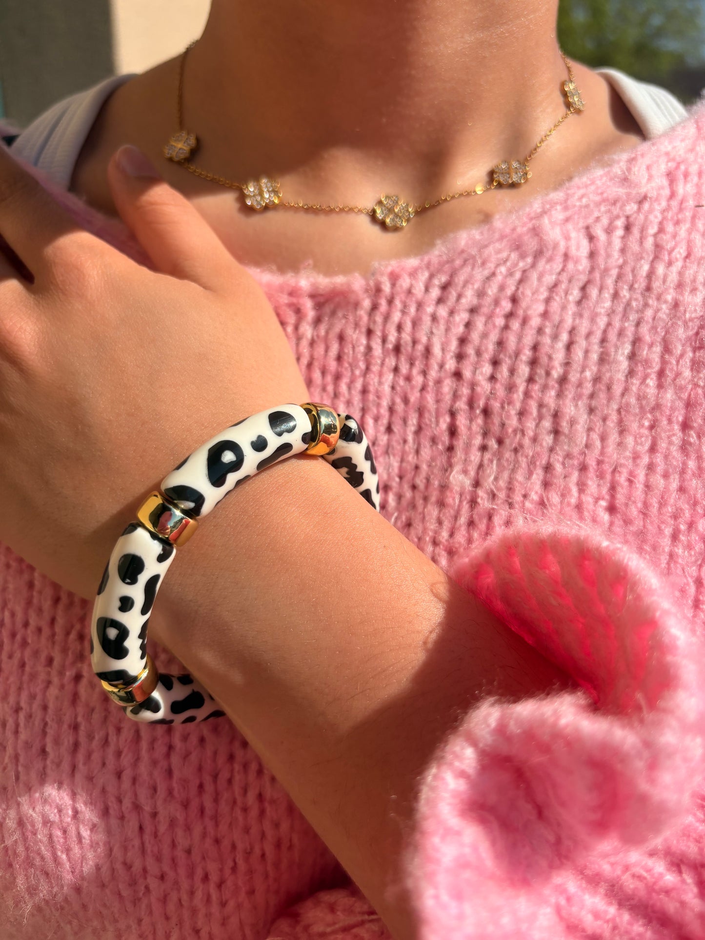 Bracelet en acrylique imprimé Léopard
