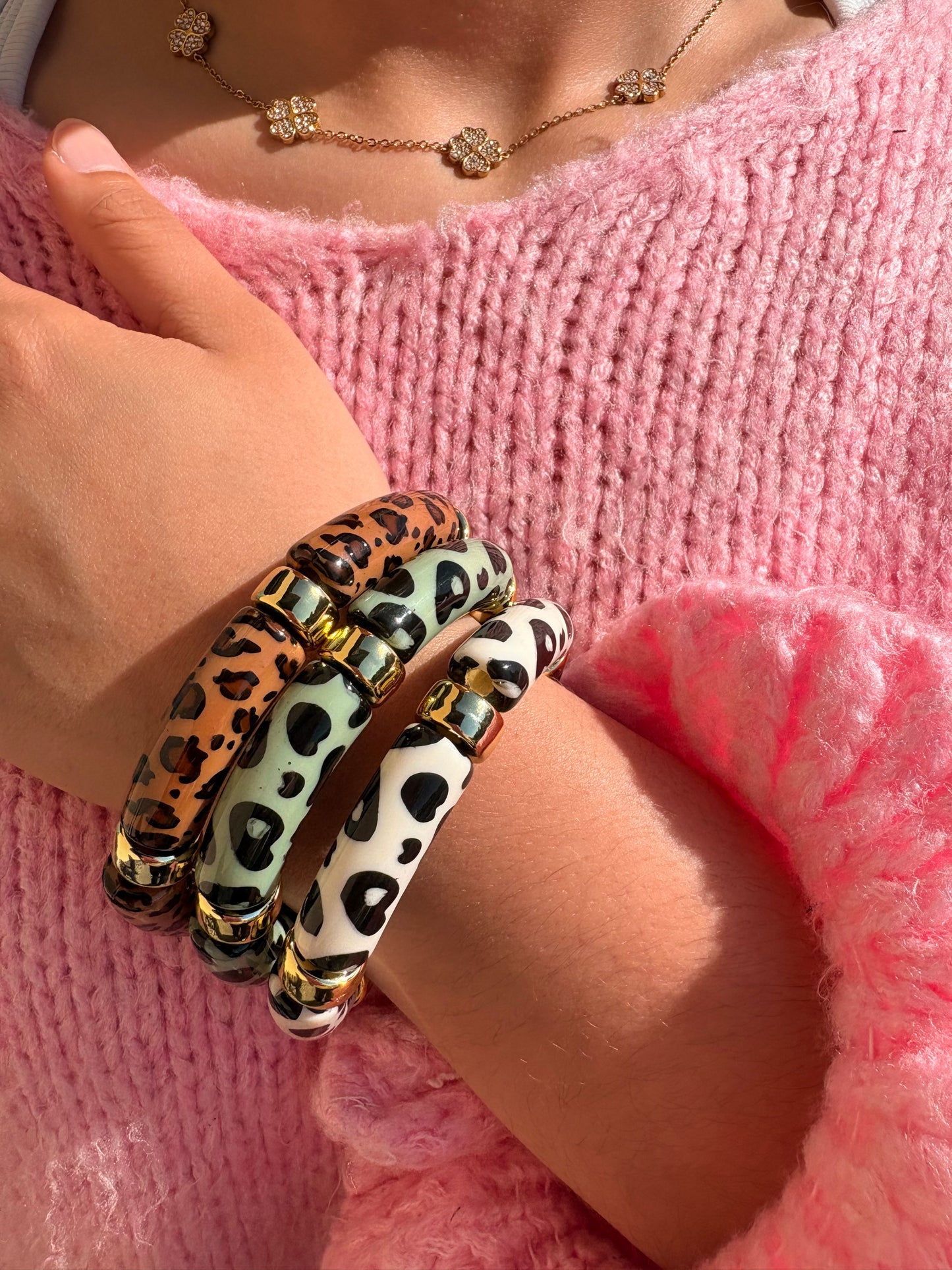 Bracelet en acrylique imprimé Léopard