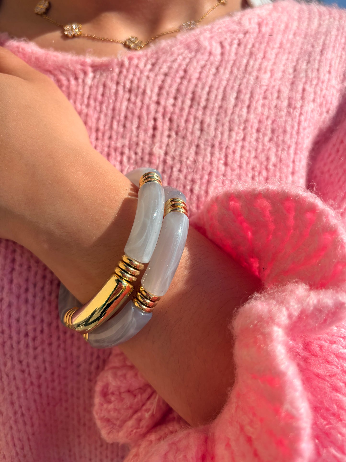 Lot de 3 bracelet en acrylique gris / noir