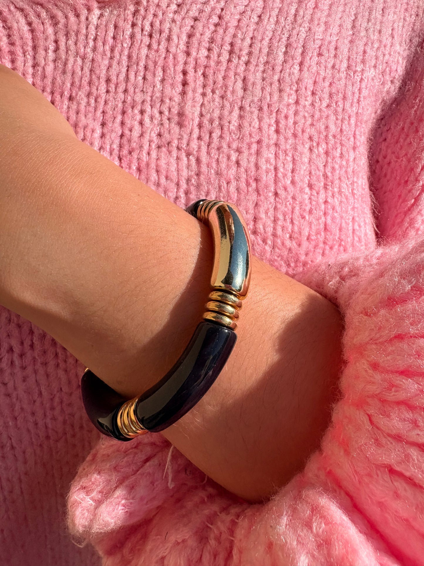 Lot de 3 bracelet en acrylique gris / noir