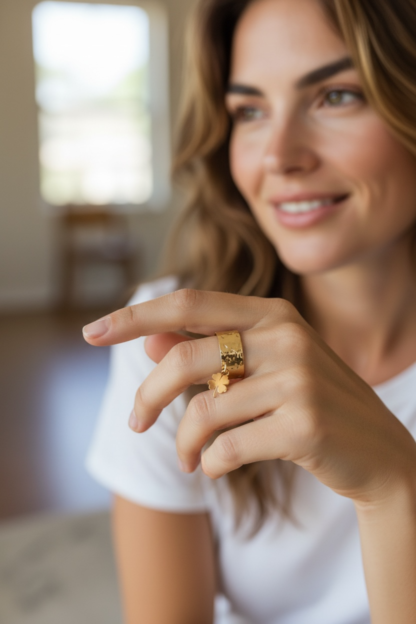 Bague breloque trèfle